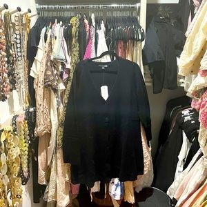 Lush Eileen Fisher Black Merino Cashmere Luxe V-Neck Cardigan - XL - NWT